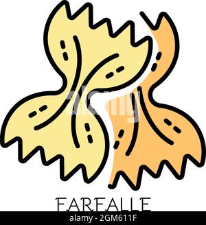 Farfalle pasta icon. Outline farfalle pasta vector icon color flat isolated on white Stock Vector