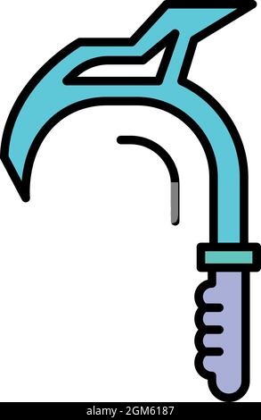 Climb ice axe icon. Outline climb ice axe vector icon color flat isolated on white Stock Vector