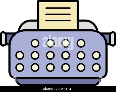 Typewriter machine icon. Outline typewriter machine vector icon color flat isolated on white Stock Vector