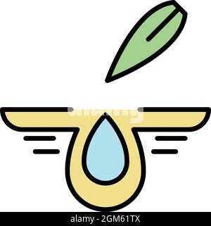 Aloe drop icon. Outline aloe drop vector icon color flat isolated on white Stock Vector