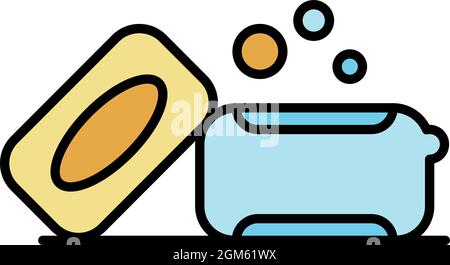 Aloe vera soap icon. Outline aloe vera soap vector icon color flat isolated on white Stock Vector