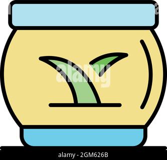 Face aloe cream icon. Outline face aloe cream vector icon color flat isolated on white Stock Vector