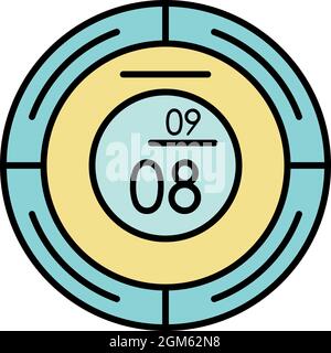 Round modern clock icon. Outline round modern clock vector icon color flat isolated on white Stock Vector