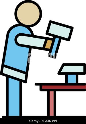 Anvil man work icon. Outline anvil man work vector icon color flat isolated on white Stock Vector