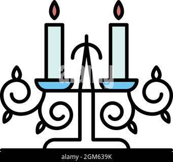 Anvil candle support icon. Outline anvil candle support vector icon color flat isolated on white Stock Vector
