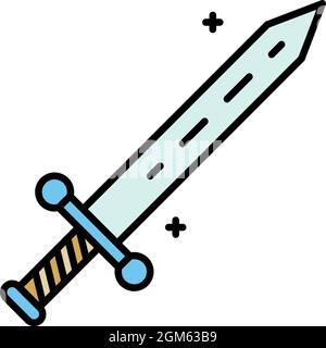 Anvil sword icon. Outline anvil sword vector icon color flat isolated on white Stock Vector