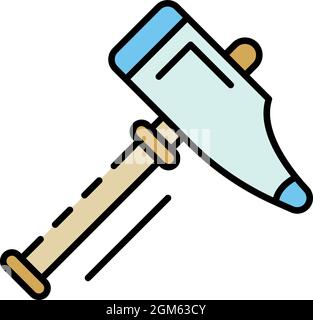 Blacksmith sledge hammer icon. Outline blacksmith sledge hammer vector icon color flat isolated on white Stock Vector