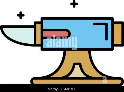 Metal anvil icon. Outline metal anvil vector icon color flat isolated on white Stock Vector