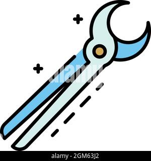 Blacksmith pliers icon. Outline blacksmith pliers vector icon color flat isolated on white Stock Vector
