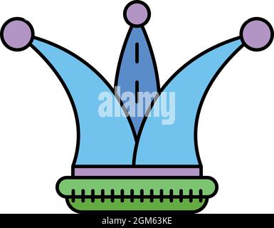 Harlequin hat icon. Outline harlequin hat vector icon color flat isolated on white Stock Vector