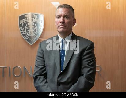 New York, New York, USA. 16th Sep, 2021. Police commissioner Dermot Shea attends briefing in regards of murder of pregnant woman at One Police Plaza in New York on September 16, 2021. NYPD briefed media that suspect in murder of 8-months pregnant woman in Harlem has been apprehended. (Credit Image: © Lev Radin/ZUMA Press Wire) Stock Photo