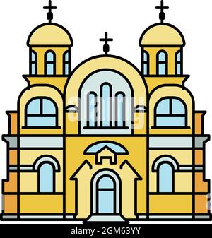 Christian temple icon. Outline christian temple vector icon color flat isolated on white Stock Vector