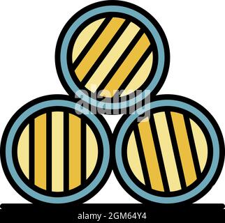 Whisky barrel stack icon. Outline whisky barrel stack vector icon color flat isolated on white Stock Vector