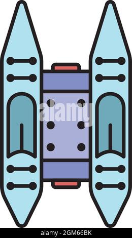 Rafting boat icon. Outline rafting boat vector icon color flat isolated on white Stock Vector