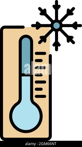 Minus thermometer icon. Outline minus thermometer vector icon color flat isolated on white Stock Vector