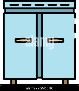 Big metal freezer icon. Outline big metal freezer vector icon color flat isolated on white Stock Vector