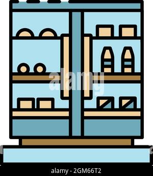 Commercial drink freezer icon. Outline commercial drink freezer vector icon color flat isolated on white Stock Vector
