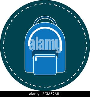 Isolated school bagpack on a sticker School supply icon Stock Vector