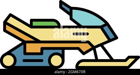 Snowmobile icon. Outline snowmobile vector icon color flat isolated on white Stock Vector