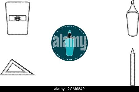 Set of different school supply icons Stock Vector