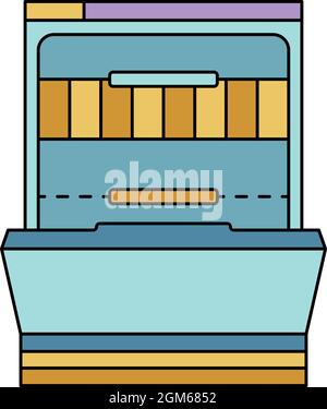 Empty dishwasher icon. Outline empty dishwasher vector icon color flat isolated on white Stock Vector