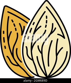 Fresh almond nut icon. Outline fresh almond nut vector icon color flat isolated on white Stock Vector
