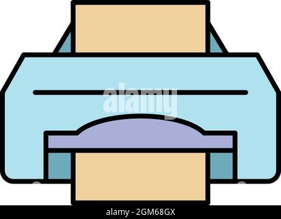 Ink jet printer icon. Outline ink jet printer vector icon color flat isolated on white Stock Vector