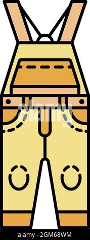Overalls icon. Outline overalls vector icon color flat isolated on white Stock Vector