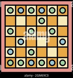 Wood board game icon. Outline wood board game vector icon color flat isolated on white Stock Vector