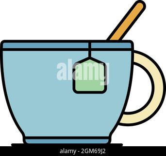 Cup of tea icon. Outline cup of tea vector icon color flat isolated on white Stock Vector