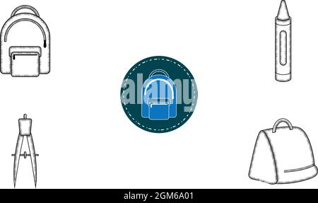Set of different school supply icons Stock Vector