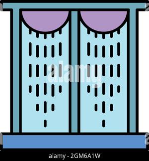 Plastic windows curtain icon. Outline plastic windows curtain vector icon color flat isolated on white Stock Vector