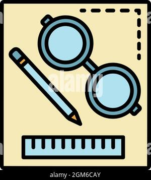 Homework tool icon. Outline homework tool vector icon color flat isolated on white Stock Vector