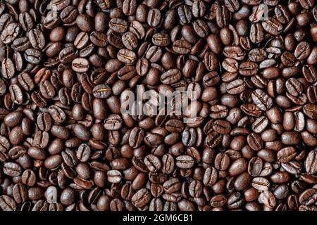 Delicious Coffee Beans background, fresh roasted beans with soft light and texture Stock Photo