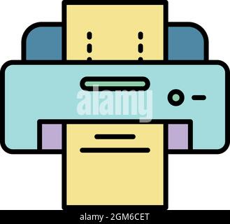 Fax printer icon. Outline fax printer vector icon color flat isolated on white Stock Vector