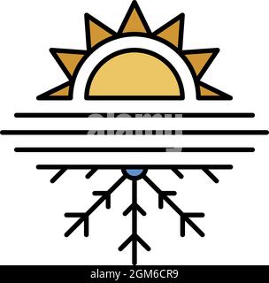 Hot cold conditioner icon. Outline hot cold conditioner vector icon color flat isolated on white Stock Vector