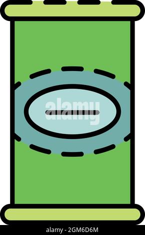 Tin can icon. Outline tin can vector icon color flat isolated on white Stock Vector