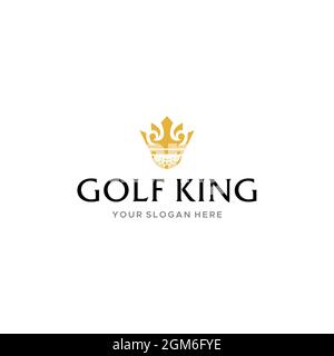 Modern GOLF KING crowned ball Logo design  Stock Vector