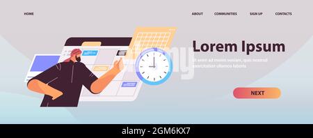 arab businessman planning day scheduling appointment in online calendar app agenda meeting plan time management Stock Vector