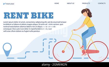 Vector illustration banner template for rent bike in the city in a flat style. Stock Vector