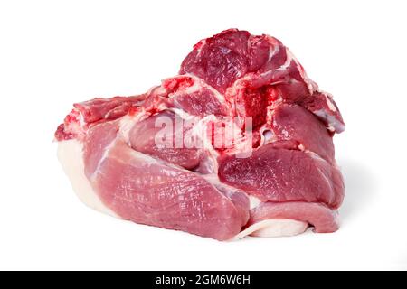 Piece of fresh pork isolated on white background Stock Photo