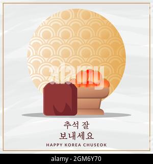 vector korea chuseok flat design concept . translation korean text 'happy korea thanksgiving' Stock Vector