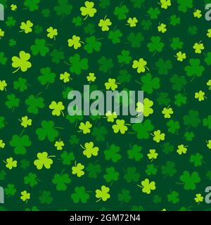 Clover leaf flat design green backdrop background pattern vector illustration Stock Vector