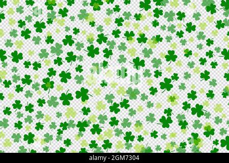 Clover leaf flat design green falling background pattern vector illustration Stock Vector