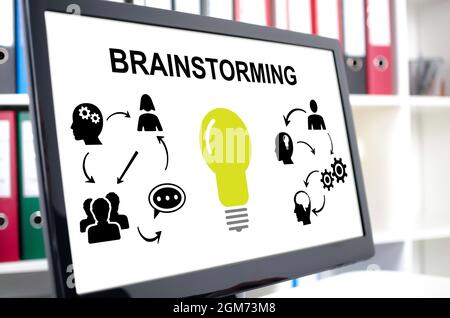 Brainstorming concept shown on a computer screen Stock Photo
