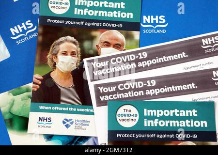 Covid 19 vaccination appointment letters and information sent out by NHS Scotland Stock Photo