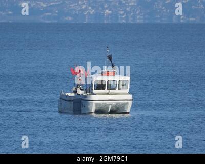Sheerness, Kent, UK. 17th September, 2021. UK Weather: a small fishing boat on a sunny morning in Sheerness, Kent. Credit: James Bell/Alamy Live News Stock Photo