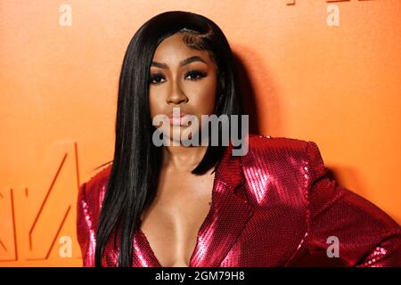 Beverly Hills, United States. 16th Sep, 2021. BEVERLY HILLS, LOS ANGELES, CALIFORNIA, USA - SEPTEMBER 16: Rapper Yung Miami (Caresha Romeka Brownlee) arrives at the MARCELL VON BERLIN Spring/Summer 2021 Runway Fashion Show held at the Sheats-Goldstein Residence on September 16, 2021 in Beverly Hills, Los Angeles, California, United States. (Photo by Xavier Collin/Image Press Agency) Credit: Image Press Agency/Alamy Live News Stock Photo