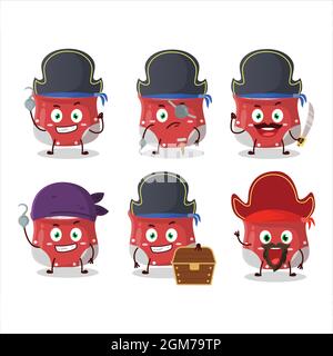Cartoon character of bay leaf with various pirates emoticons. Vector illustration Stock Vector