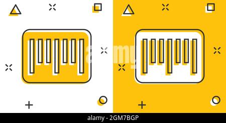 Barcode icon in comic style. Product distribution cartoon vector illustration on white isolated background. Bar code splash effect business concept. Stock Vector